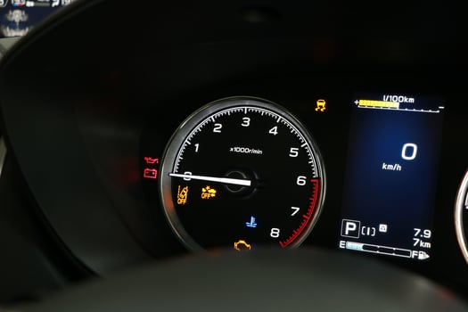 Operation warning lights and tachometer in the dashboard photo