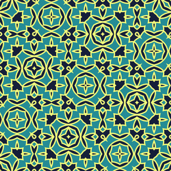 Flat illustration vector-style image of geometric floral and leaves in seamless pattern photo