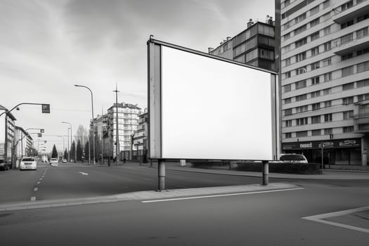 Empty billboard on the street, created with generative AI photo