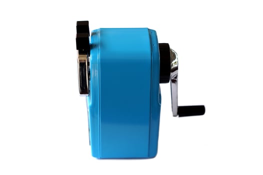 Mechanical pencil sharpener , isolated on white background. Concept, equipment or tools for education, office. photo