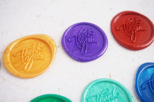 colorful thank you wax coin for vintage wedding invitation decoration photo