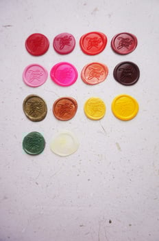colorful thank you wax coin for vintage wedding invitation decoration photo