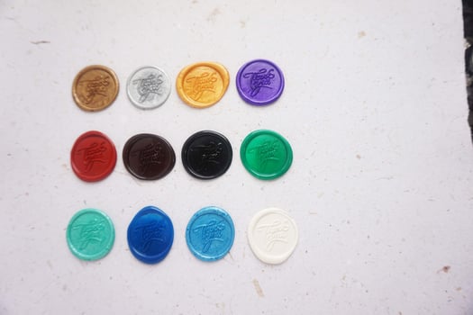 colorful thank you wax coin for vintage wedding invitation decoration photo