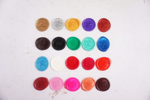 colorful thank you wax coin for vintage wedding invitation decoration photo