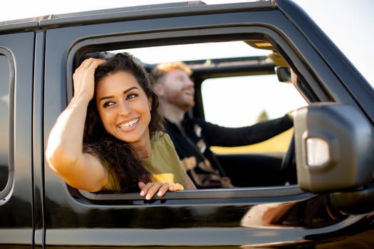 Couple having fun on roadtrip photo