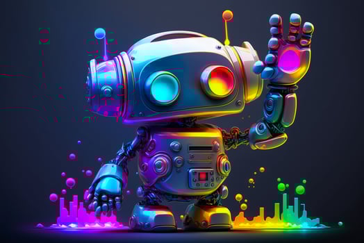 Cute robot waving hand photo
