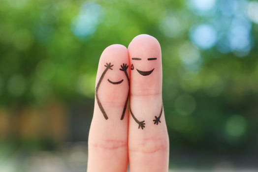 Fingers art of couple. Concept of people laughing. photo