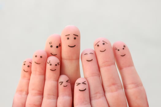 Fingers art of large family. photo