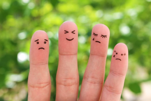 Fingers art of people. Pessimists and optimist. photo