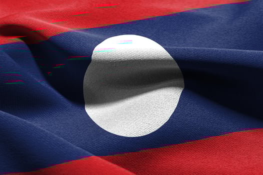 3D illustration closeup flag of Laos photo