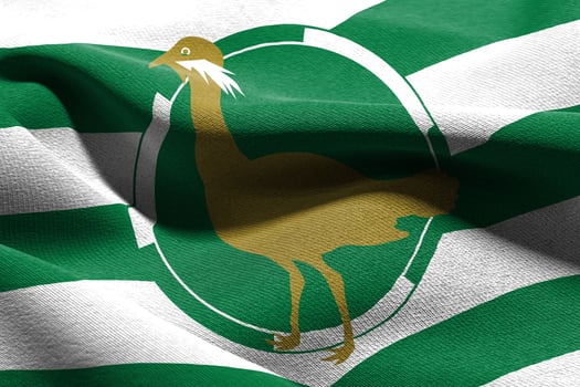 3D illustration flag of Wiltshire is a region of England. Waving photo