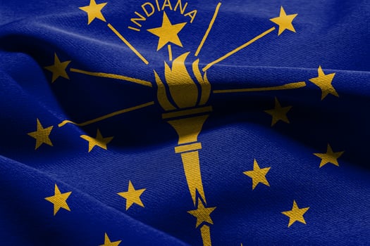 3D illustration flag of Indiana is a state of United States. Wav photo
