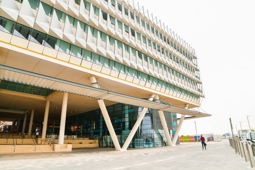 Masdar City, Abu Dhabi - march 20th 2023 - The Siemens building of Masdar City, the city projected to be first city totally sustainable in the world. Abu Dhabi, UAE. photo