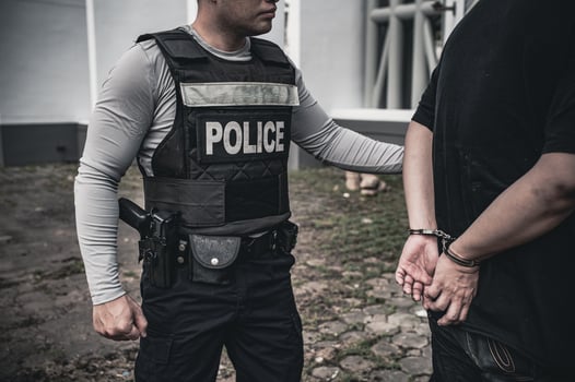 Police and thief concept,The cop catch criminals break the law photo