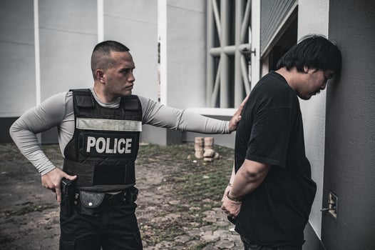 Police and thief concept,The cop catch criminals break the law photo