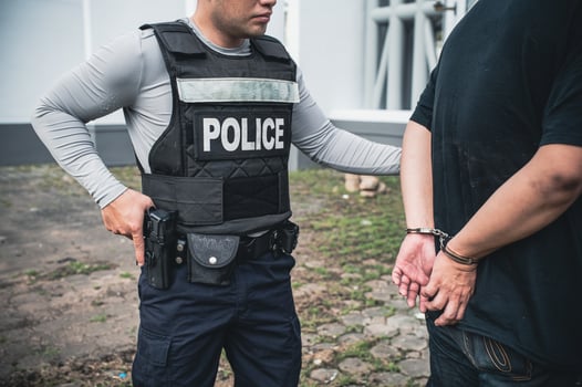 Police and thief concept,The cop catch criminals break the law photo