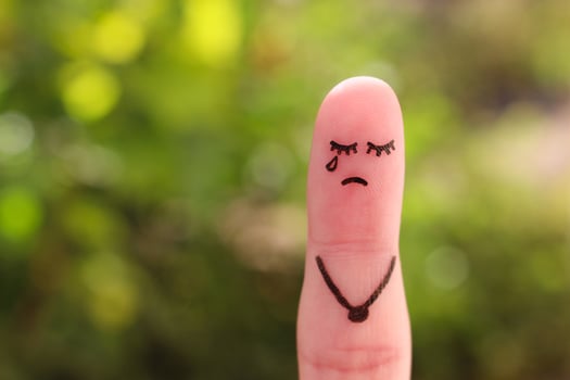 Finger art of lonely woman is crying. photo