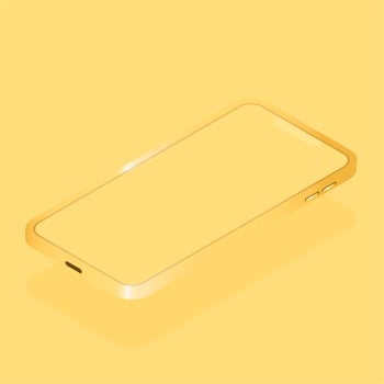 Monochrome yellow realistic 3d smartphone isometric mockup isolated on background. Pastel mobile phone collection with copy space. technology vector illustration for creative design showcase photo