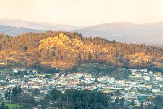 Overview of the city of Braga Portugal, during a beautiful Sunset. photo