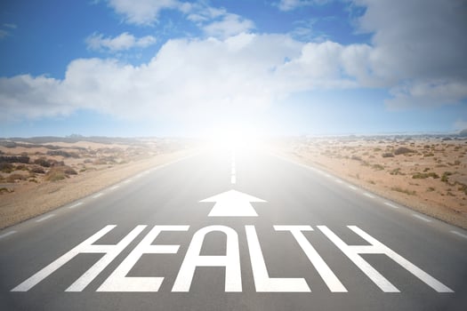 Health Word on A Road and Sky with Clouds photo