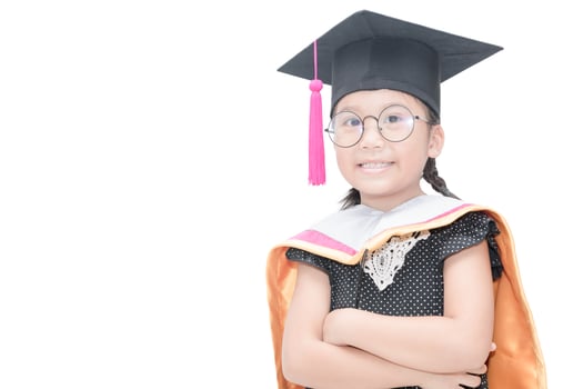cute asian girl student in graduation cap smile isolated photo