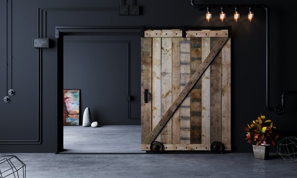Barn Sliding Wooden Door in Loft Room photo