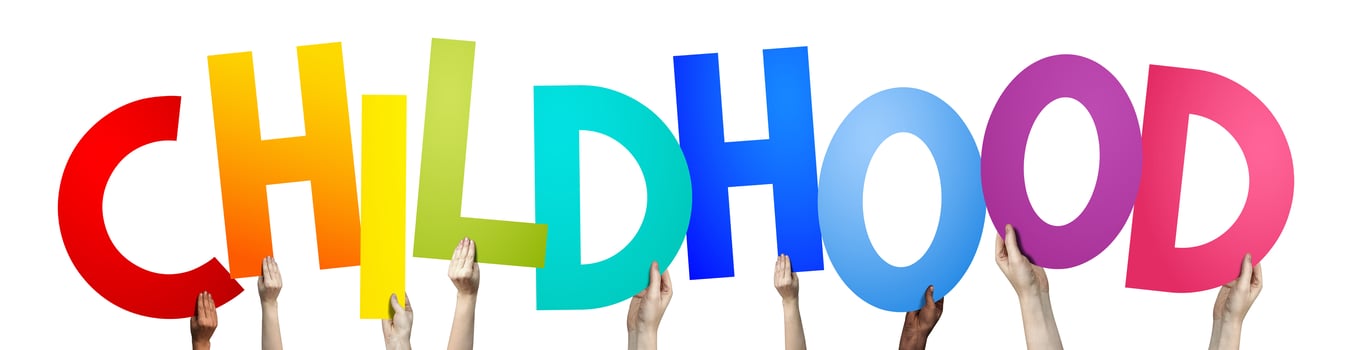 Childhood - Human Hands Holding Colorful Letters photo