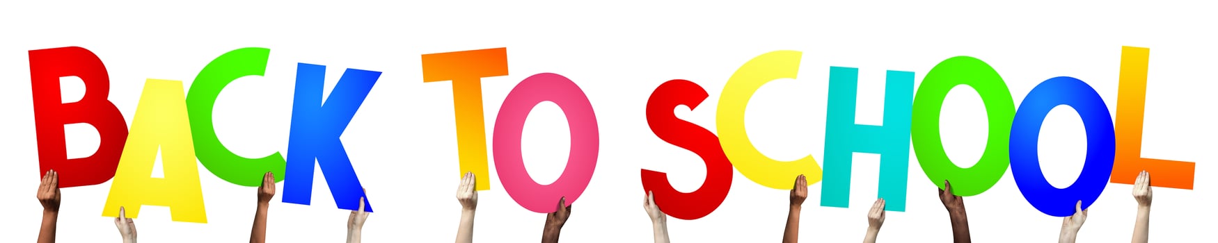 Back to School - Human Hands Holding Colorful Letters photo