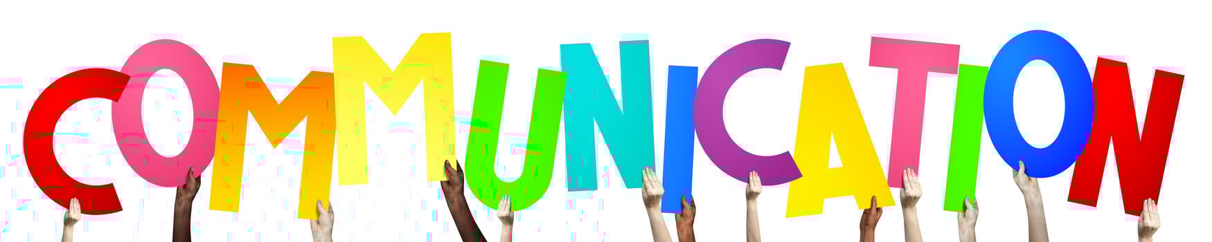 Communication - Human Hands Holding Colorful Letters photo