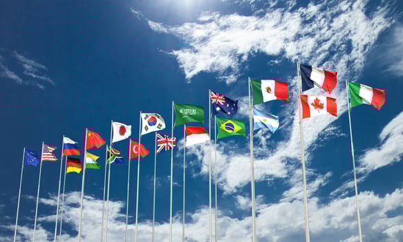 G20 flag blue sky  country international g twenty world earth global planet summit usa america russia japan china germany italy twenty economy politic government member relationship strategy.3d render photo