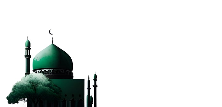 silhouette of a mosque on the white background for happy Ramadan Mubarak. . photo