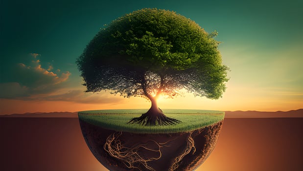 a tree in the sunset time for world earth day. . photo