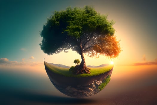 a tree in the sunset time for world earth day. . photo