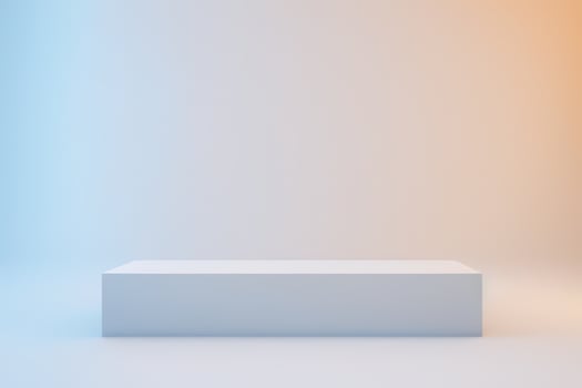 white dreamy podium on white background . pedestal for product display 3d rendered photo