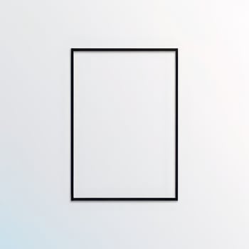 empty frame on white wall black border frame on white background,3d render photo