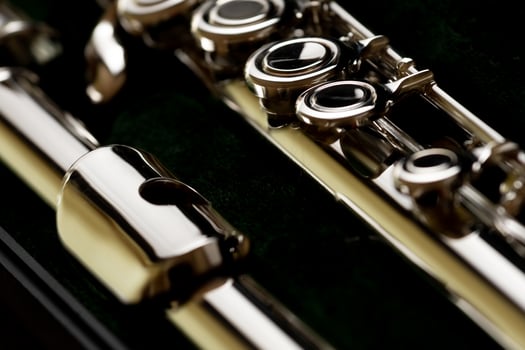 Close shot of a high quality metal alloy flute photo