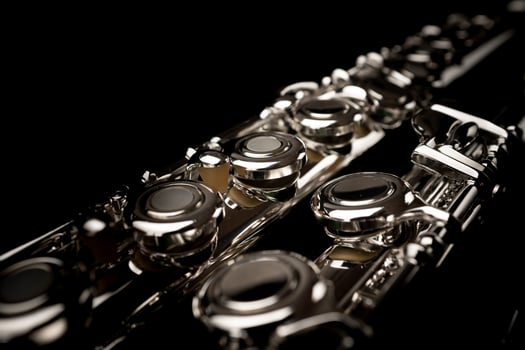 Close shot of a high quality metal alloy flute photo