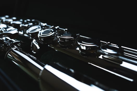 Close shot of a high quality metal alloy flute photo
