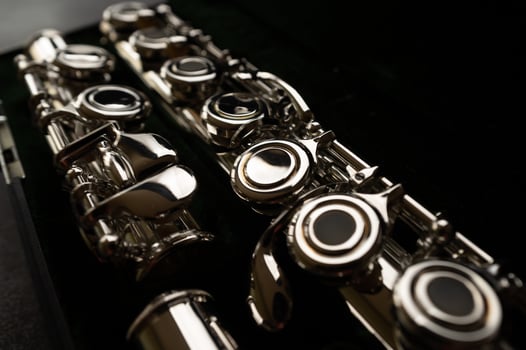 Close shot of a high quality metal alloy flute photo