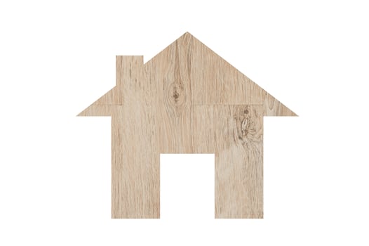 house icon from wooden texture  isolated on white background photo