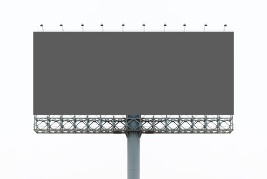 Outdoor pole billboard on white background with mock up gray screen and clipping path photo