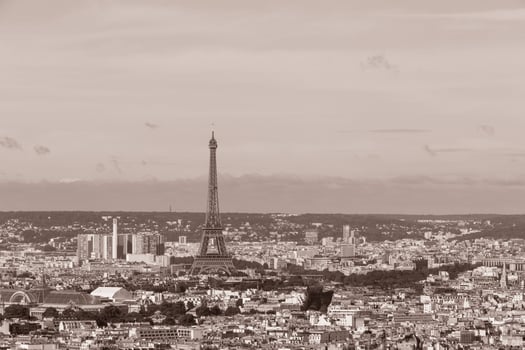 cityscape of Paris in sepia photo