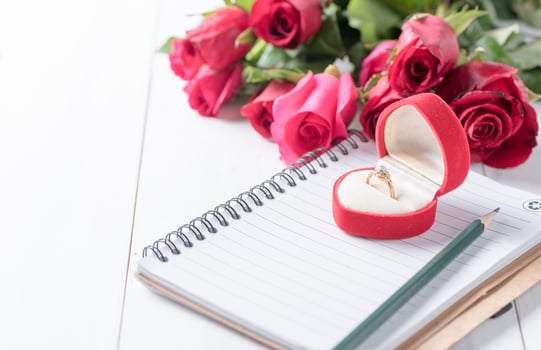 Diamond wedding ring in box gift photo