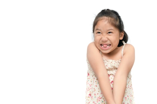 Cute asian girl smile isolated on white photo