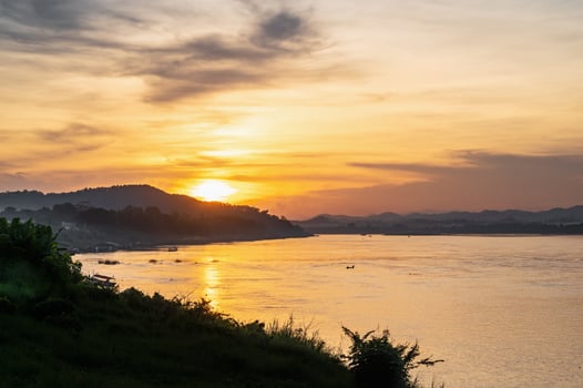 Beautiful Landscape and sutset of Mekhong river between thailand and laos from Chiang Khan District.The Mekong, or Mekong River, is a trans-boundary river in East Asia and Southeast Asia photo