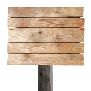 Wooden Board on Post Isolated on White Background photo