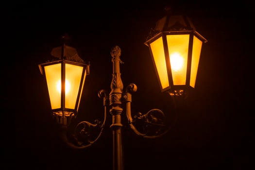 close up of street lamp at night photo