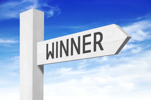 Winner - White Wooden Signpost with one Arrow photo