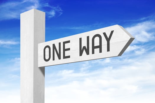 one Way - White Wooden Signpost with one Arrow photo