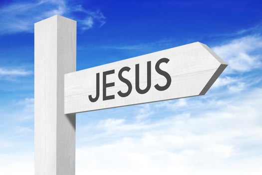 Jesus - White Wooden Signpost with one Arrow photo